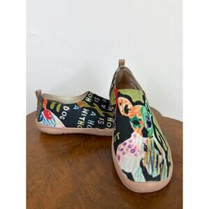 Uin Toledo Multicolored Pattern Canvas Slip On Travel Shoes Women's Size 9.5
